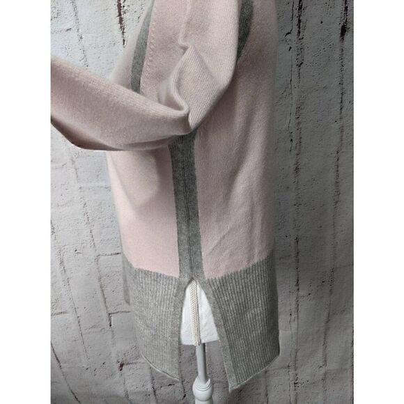 3very Cashmere Pink Gray Colorblock Boat Neck Sweater With Side Slits Women's si - Picture 3 of 9